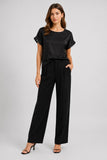Satin Sequin Sleeve Top