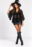 Black Sheer Crochet Detail Tunic Top