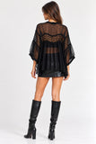 Black Sheer Crochet Detail Tunic Top