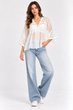White Sheer Crochet Detail Tunic Top