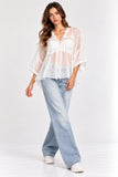 White Sheer Crochet Detail Tunic Top