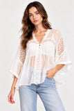 White Sheer Crochet Detail Tunic Top