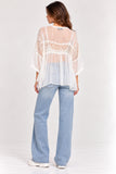 White Sheer Crochet Detail Tunic Top
