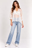 White Sheer Crochet Detail Tunic Top