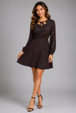 Black Printed Keyhole Mini Dress