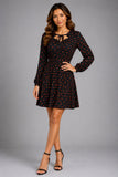 Black Printed Keyhole Mini Dress
