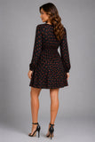 Black Printed Keyhole Mini Dress