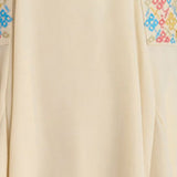 Cream Embroidered Mini Dress with Back Tie