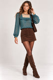 Teal Blue Polka Dot Embroidered Blouse