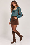 Teal Blue Polka Dot Embroidered Blouse