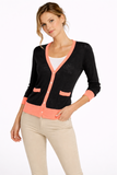 Contrast Trim Button-Front Cardigan