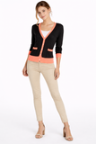 Contrast Trim Button-Front Cardigan