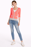 Contrast Trim V-Neck Button Cardigan