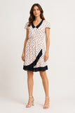 Ditsy Floral Contrast Collar Wrap Detail Dress