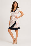 Ditsy Floral Contrast Collar Wrap Detail Dress