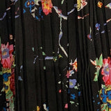 Black Floral Pleated Mini Dress