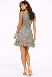 Floral Print Frill Wrap Mini Dress