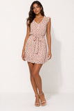 Confetti Print Frill Sleeve Mini Dress