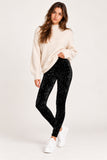 Black Crushed Velvet Stretch Leggings