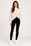 Black Crushed Velvet Stretch Leggings