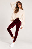 Maroon Crushed Velvet Stretch Leggings