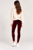 Maroon Crushed Velvet Stretch Leggings