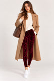 Maroon Crushed Velvet Stretch Leggings