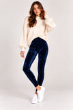 Navy Crushed Velvet Stretch Leggings