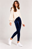 Navy Crushed Velvet Stretch Leggings