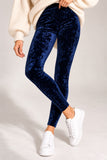 Navy Crushed Velvet Stretch Leggings