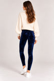Navy Crushed Velvet Stretch Leggings