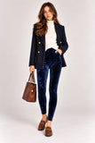 Navy Crushed Velvet Stretch Leggings
