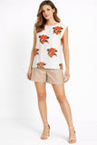 Floral Print Sleeveless Blouse With Keyhole Back
