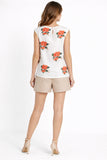 Floral Print Sleeveless Blouse With Keyhole Back