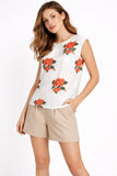 Floral Print Sleeveless Blouse With Keyhole Back