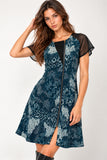 Teal Snakeskin Print Asymmetric Zip Mini Dress