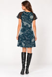 Teal Snakeskin Print Asymmetric Zip Mini Dress