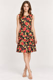 Black Floral Tiered Fit & Flare Dress