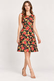 Black Floral Tiered Fit & Flare Dress