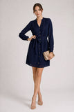 Sheer Button Detail Tie Waist Mini Dress