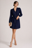 Sheer Button Detail Tie Waist Mini Dress