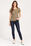 Teal Animal Print Short Sleeve Top