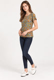 Teal Animal Print Short Sleeve Top