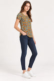 Teal Animal Print Short Sleeve Top
