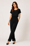 Short-Sleeve Jumpsuit with Cut-Out Yoke