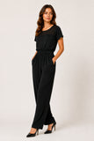 Short-Sleeve Jumpsuit with Cut-Out Yoke