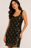 Black Art Deco Sequin Shift Dress