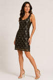 Black Art Deco Sequin Shift Dress