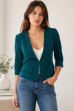 Cutie Teal 3/4 Sleeve Fitted Blazer