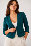 Cutie Teal 3/4 Sleeve Fitted Blazer
